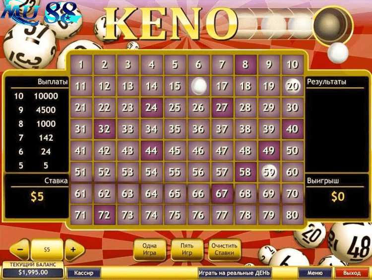 Cách chơi Keno online tại Mu88